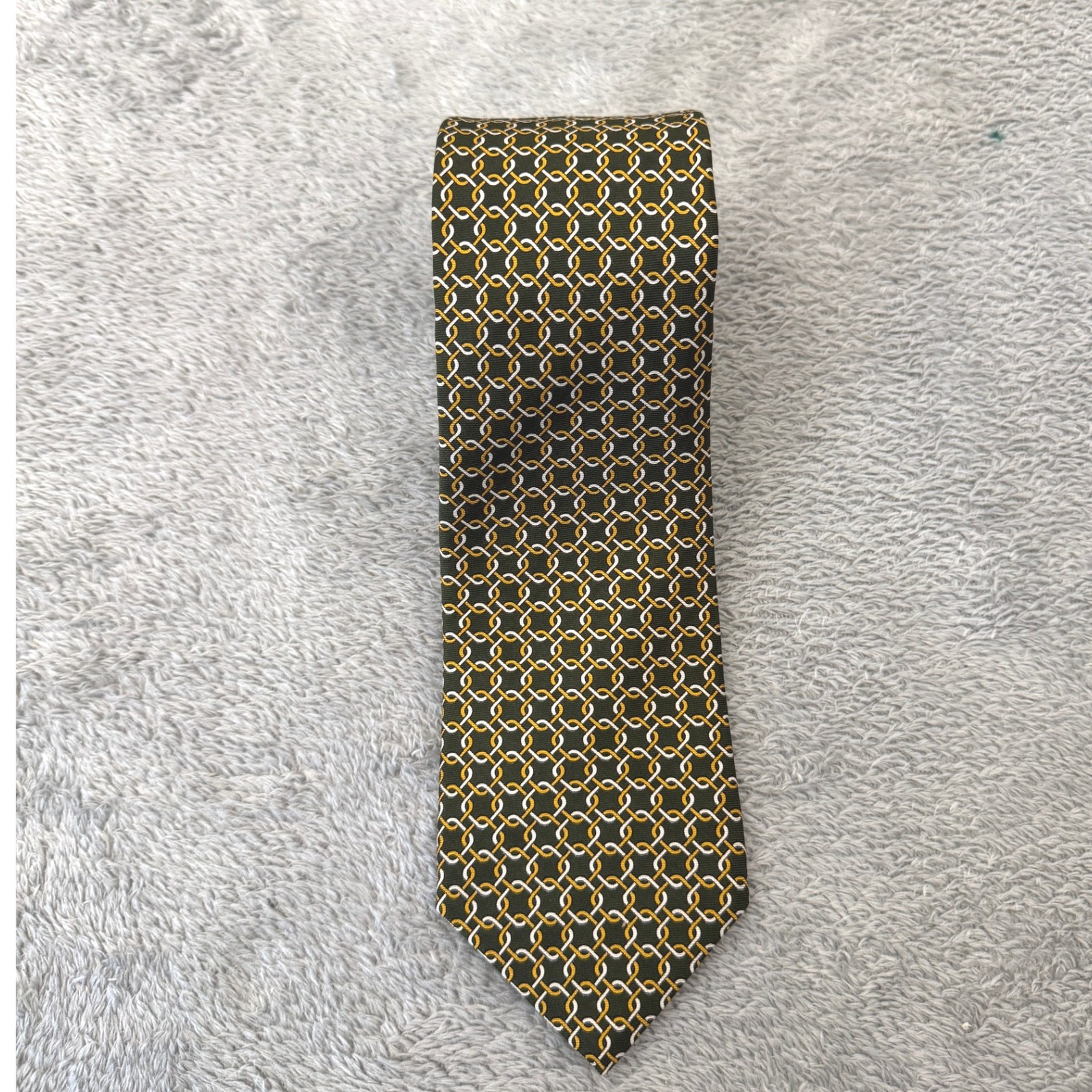 Brooks Brothers Tie Mens 58 Inch Olive GreenGold High End Brand